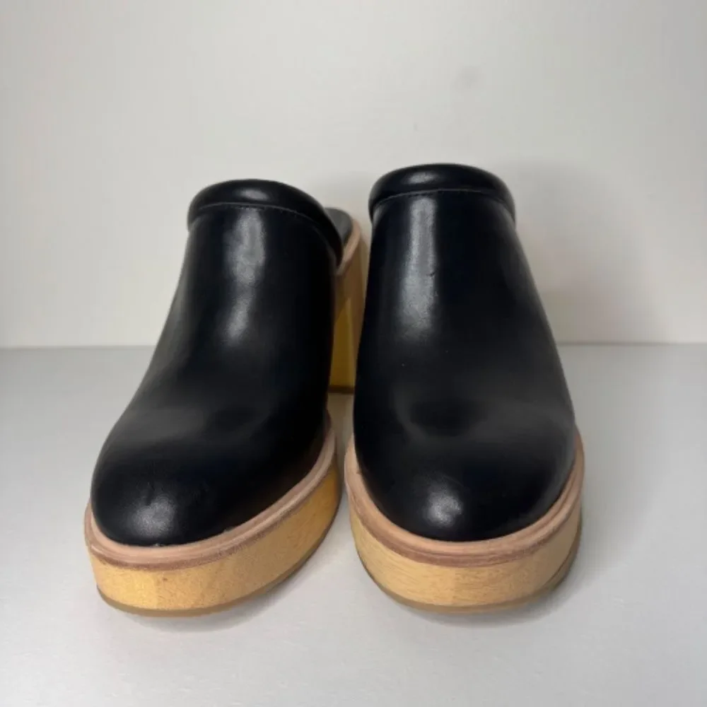 NWOB Dolce Vita Camdin Black Leather Mule Clog Platform Heel | Size 9.5 - Picture 4 of 10